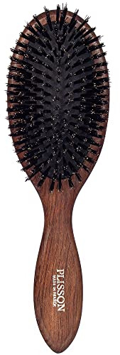 Plisson – Cepillo de pelo neumático para mujeres y hombres, modelo grande – Cepillo tradicional, madera natural, 100% puro pelo de jabalí – Fabricación francesa