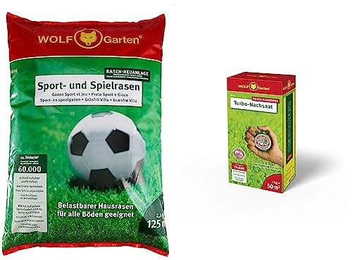 WOLF-Garten - Sport- und Spiel-Rasen, 125 m²; 3825020 & Turbo-Nachsaat LR 50; 3826030