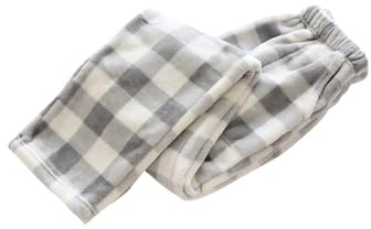 shownicer Damen Flauschige Plüsch Karierte Pyjamahose Winter Warme Plüschhose Bequeme Schlafanzughose Mit Taschen Haushose Fleecehose Sporthose A Grau M