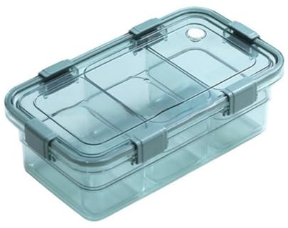 RHP Neu gestaltete Servierplatte Snackschale mit 3 Fächern und luftdichtem Deckel. Ideal für Nüsse, Desserts und Gewürze. Praktische Aufbewahrungslösung 2000 ml (Grün)