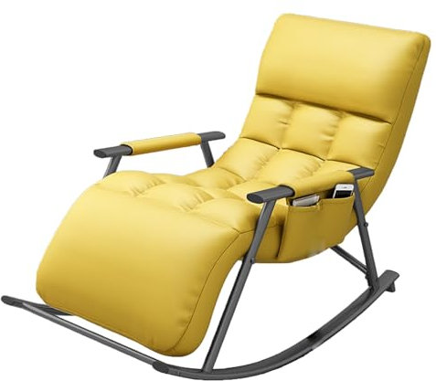 LILLIE Sessel Wohnzimmer,schwingsessel,Sessel Schlafzimmer,lesesessel,schaukelstühle,Relaxsessel mit Armlehne,für Schlafzimmer, Wohnzimmer, Balkon,gepolstert, Metallgestell,orange Farbe (Color : Yell