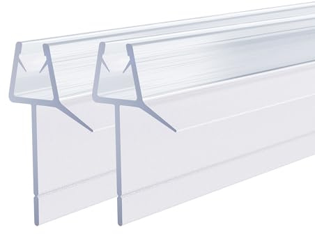 Boromal 2x100cm Duschdichtung, Dichtung Transparent für 5-8mm Glastür Duschwand Badewanne Duschkabine Wasserabweiser Schwallschutz Duschdichtungen für Duschtüren