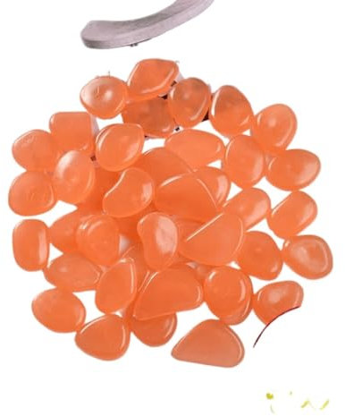 Leuchtsteine 100 Stück leuchtende Gartensteine, Bunte leuchtende Steinkiesel, Gehweg, Terrasse, Aquarium, Aquarium, Hof, Garten, Dekoration im Freien im Dunkeln (Color : Orange red-100pcs)