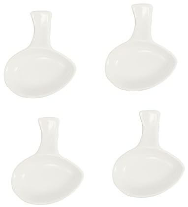 DUDSME 4pcs Ceramic Chopstick Rest Appetizer Snacks from Japan Plate Soy Sauce Bowls Dip Dishes Mini Snacks Ketchup Bowl Japandi Decor Sauce Spoon Rest Ceramics White Cutlery Rack Sushi