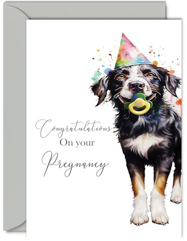 Karte zur Geburt für zukünftige Eltern – Party Hund – Schwangerschafts-Baby On The Way Karten, Expecting A Baby, Glückwunschkarten für neue Mutter, A5 Baby-Grußkarten für zukünftige Mama Papa