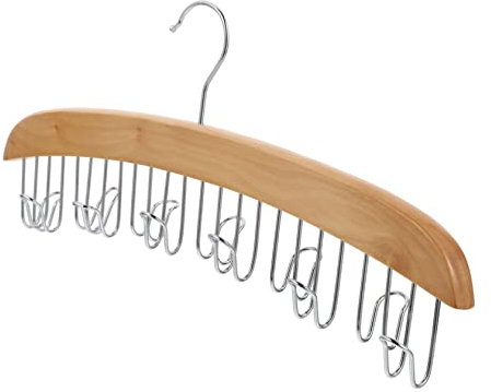 LABRIMP Rutschfester Holz Kleiderbügel Mit Haken Für Krawatten Gürtel Schals Organizer Garderobe Multifunktional Natürlicher Massivholz-aufbewahrungsschrank