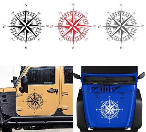 GUPEB 1 STÜCKE Berg Abenteurer Auto Aufkleber Kompass Grafik LKW Dekoration Wohnmobil SUV Seite Haube Vinyl