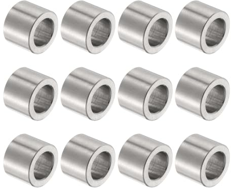 QUARKZMAN 12pz Distanziatore Acciaio Inossidabile 10.2mm Foro x 16mm OD x 12mm Lunghezza Boccola per Vite Finitura Semplice Distanziatore Metallo Rotondo per Viti Bulloni e Barre M10