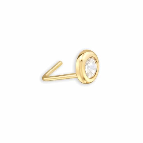 MONKIMAU 14K Gold Nasenstecker mit 3mm Zirkonia | Nasenschmuck aus 585 Gold | Echtgold Nasenpiercing Schmuck Geschenk