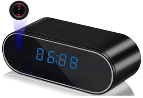 HOTAPEPU Full HD Mini Clock Mini Camera con Manijas De Movimiento, Visión Nocturna para Vigilancia Casera Y Oficina, Wi-Fi, 1080p