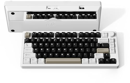 Hoopond X ATTACK SHARK X86 Wireless Mechanical Keyboard,Full Aluminum CNC,BT5.0/2.4Ghz/USB-C Wired,75% Knob Control 4000mAh Gaming Keyboard,Hot-Swap Customized Linear Switch for PC/Win/Mac-Milk White