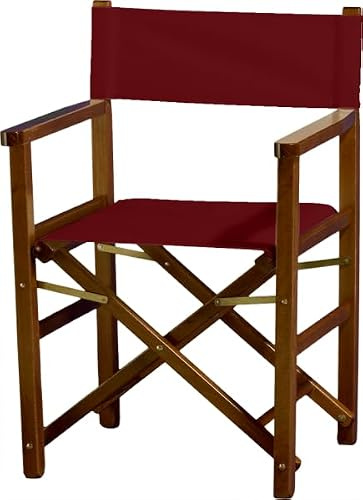 ZStyle Regiestuhl aus Naturholz, verstärkter Stoff, Buche, zusammenklappbar, Armlehnen, Innen- und Außenbereich, Garten, Camping, Terrasse, Director, Bar, Restaurant (Mahagoni-Stuhl – Bordeaux)