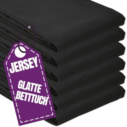 Jersey Bettlaken 180x200 cm 100% Baumwolle Anthrazit ohne Gummizug | Glattes Betttuch aus 100 % Jersey-Baumwolle – Atmungsaktiv & elastisch, pflegeleicht & waschbar. Hotellaken ohne Spanngummi