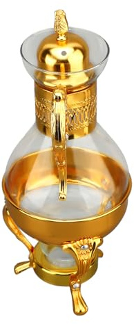 Caffettiera, Metallo e Vetro con Caraffa da caffè Dal Design Vintage Caffettiere per Casa e Ufficio (GOLD)