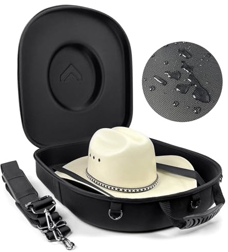 Foeran Travel Hat Case For Cowboy Panama & Fedora Hat, Waterproof & Crush Proof Cowboy Hat Box Wide-brimmed Hats Storage Holder Hat Carrier - Large, Black