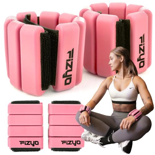 FIZYO Handgelenk & Knöchelgewichte, Gewichtsmanschetten, Pilates Gewichte | Verstellbare Handgelenkgewichte 2er Set für Yoga, Walking, Joggen, Aerobic, Cardio & Krafttraining