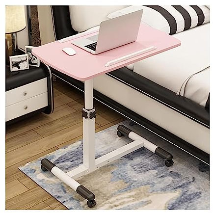OLSKFUH Verstellbarer Computertisch, Überbetttisch, Faltbar, Über Dem Bett, Nachttisch, Höhenverstellbar, Mobiler Stehpult, Stahlrahmen Mit Rädern, Anhebbarer Laptop-Schreibtisc,B-60cm * 40cm