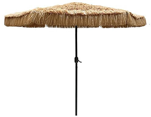 HUIBBGO Sombrilla de jardín al Aire Libre con manivela, sombrilla de Paja para Playa con manija de manivela, sombrilla de Paja Impermeable para Exteriores, para jardín, Piscina, Patio, Rafia U