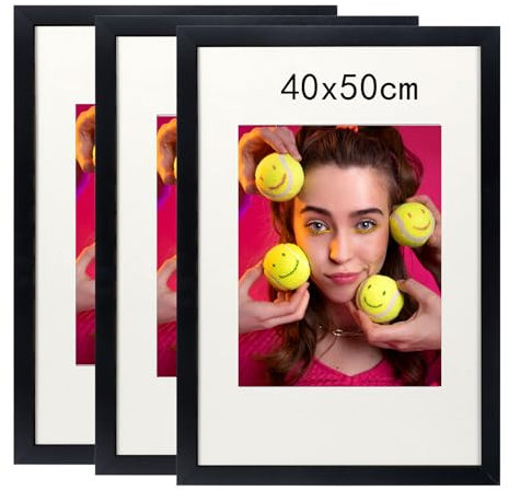 Lindahandel Moderner Bilderrahmen 40x50cm aus Holz & MDF | Hochwertiger Fotorahmen in Schwarz | Wanddekoration | Ideal zum Verschenken