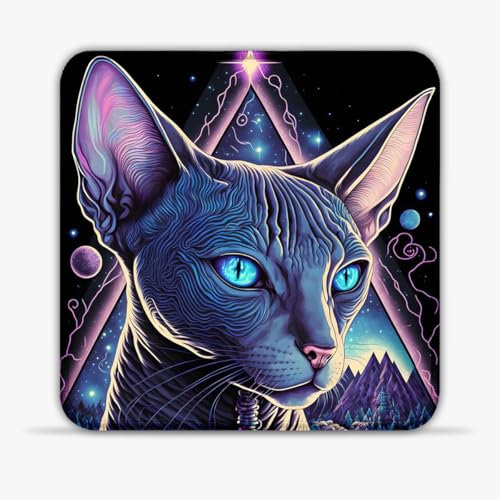 Tapis Souris Jeu Portable Black Light Cat (25 x 25) cm, 9,84 Pouces, Tapis Souris en Tissu SU, Base en Caoutchouc antidérapant, texturé, résistant à l'usure pour Souris Laser/optiques