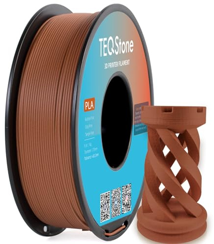 TEQStone Holz PLA Filament 1,75mm Braun 1KG (Palisander Farbeton), 15% Echte Holzfaser-Einlage, Maßhaltigkeit +/-0,02mm 3D Drucker Filament mit Vakuumverpackung