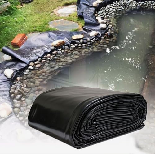 Gguwug Bassin pour Poisson Exterieur 5X10m epdm toiture Jardin Bâche D'étang Protection Solaire, Noir Bâche pour Étang pour Bassin De Poissons/Réserve d'eau L'aquaculture/Terrain De Golf