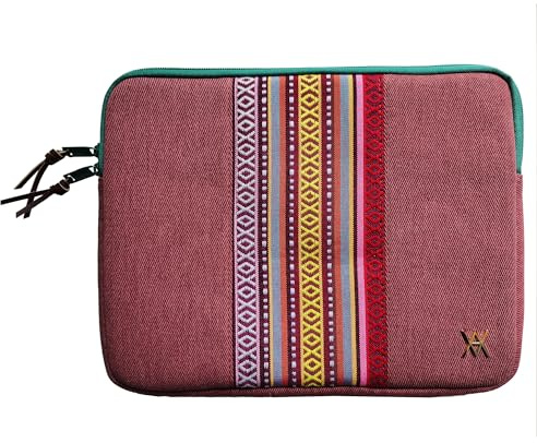 WONDEE VamVam Funda para Chromebook y Portátil 11.6-12 Pulgadas de Tela Bordada Estilo Étnico y Original Tirador Llavero - Maletín/Funda Ordenador Portátil para Chromebook de 11,6 y 12