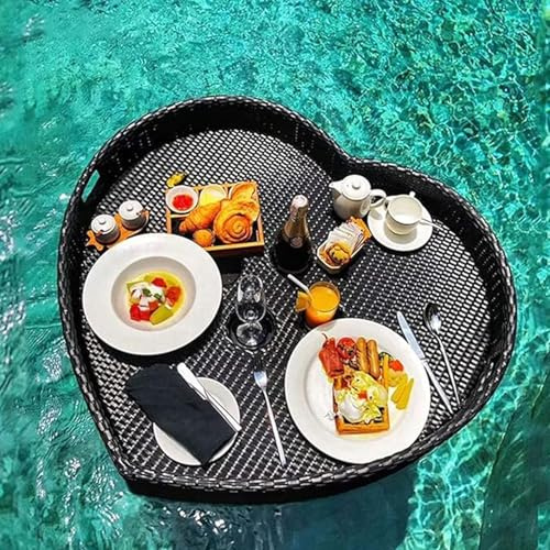Floating Pool Tray - Black Drink & Snack Holder for Adults, Beach Parties, Spa, and Hot Tubs - Ideal for Water Tables, Brunch, and Poolside Fun