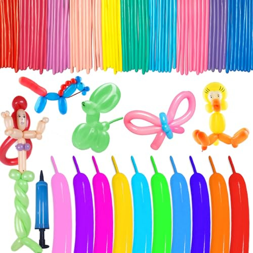 200 Pezzi Palloncini modellabili,Lattice Lungo Palloncin,Magici Palloncini Lattice,Palloncinis con filo lungo,DIY Magici Palloncinis,per Feste, Compleano, Matrimonio (100)