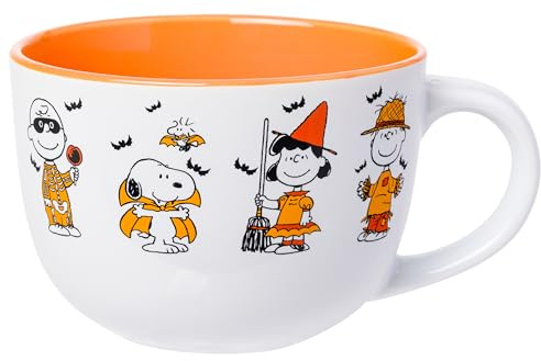 Silver Buffalo Peanuts Halloween-Kostüm, Keramik-Suppentasse, 680 ml | Snoopy Vampir, Woodstock, Charlie Brown Skelett, Lucy und Linus, Hexe, Vogelscheuche, 0,71 Liter