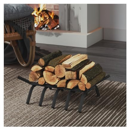 Soporte de leña para chimenea y jardín, estante de almacenamiento de troncos de metal resistente para uso en interiores y exteriores, organiza tu leña ordenadamente