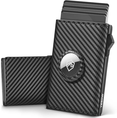 YESIIW Geldbeutel Herren Airtag mit Große Kapazität & Super Kompakt, Pop-up Air Tag Wallet mit 7 Kartenfächer, Portmonee Heren Airtag Geldbörse Herren mit RFID (Ohne Münzfach, Carbon)