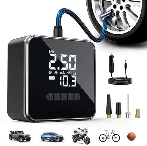 iWarmbase Tyre Inflator Air Compressor, 150 PSI Car Tyre Pump | Digital Pressure Gauge, Electric Bike Pump with Auto Shutoff & LED Light for Car, Motorcycle, Bicycle, Balls