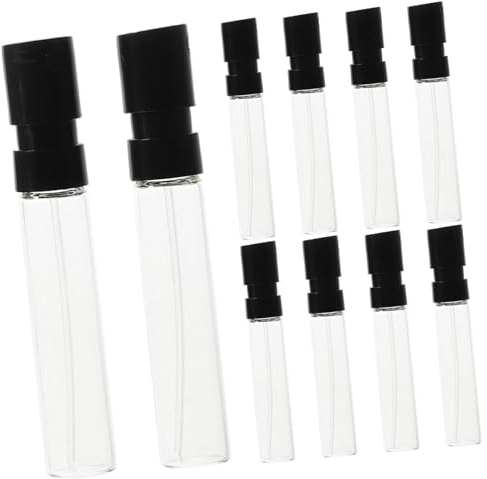 LRXIYODE 10 Minibotellas de Perfume Recargables de Vidrio y Plástico de 2 Ml Spray de Niebla Fina y Diseño Francés para Uso Diario y Portátil