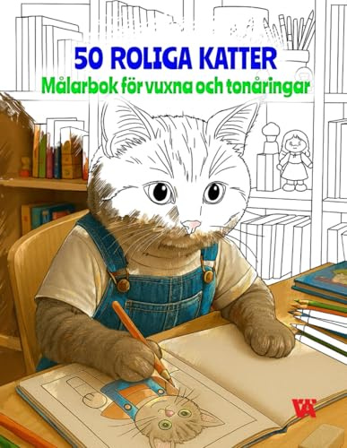 50 roliga katter – målarbok för vuxna och tonåringar: 50 roliga kattillustrationer där katter beter sig som människor – perfekt för avkoppling och ett gott skratt.