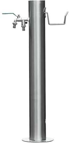 Colonna d'acqua da giardino in acciaio inossidabile 304 con doppio rubinetto, elegante decorazione per esterni, fontana per giardini, terrazze e cortili, fontana indipendente
