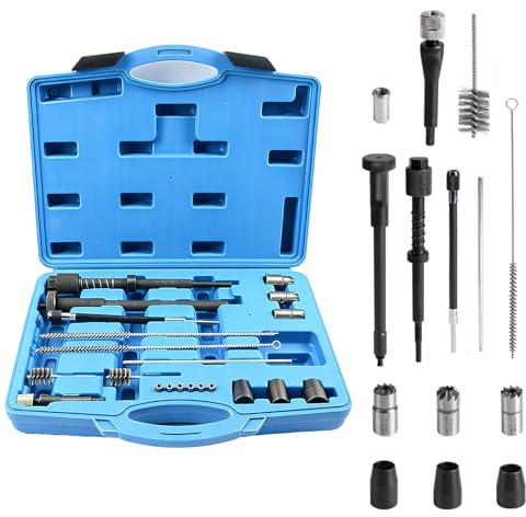 21pcs Injektoren Dichtsitz Fräser Satz, Injektor Dichtung Sitz Werkzeug Set, Welle Reinigung Kit, Werkzeug Set für Diesel Einspritzdüsen Reinigung und Reparatur Sets