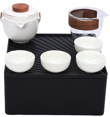 RiToEasysports Service à thé Chinois, Service à thé Kung Fu de Voyage en Céramique avec Théière, Tasses et Rangement pour les Amateurs de