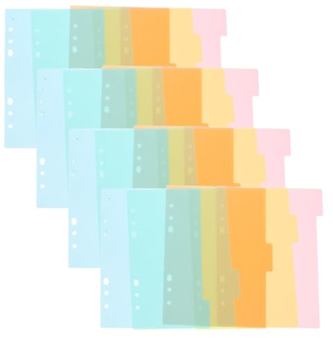 GLEAVI Intercalaires pour Classeur A5 6 Trous en Plastique, 20 Pièces Multicolores, Séparateurs Index Pratiques pour Cahier, Fournitures de Bureau pour Organisation et Annotation Rapide