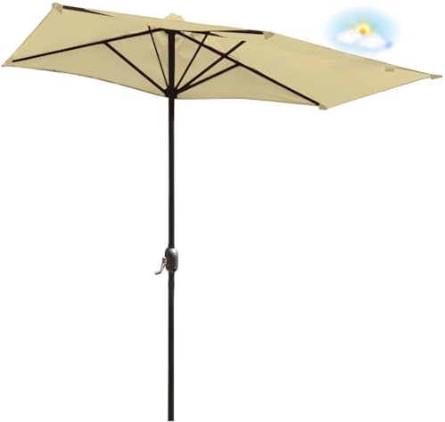Miecoae Ombrelloni Da Spiaggia Ombrellone Mezzaluna Balcone Parete Piccolo Reclinabile Inclinabile Semicircolare Giardino Terrazza E Con Manovella 250cm No Con Base(Cachi)