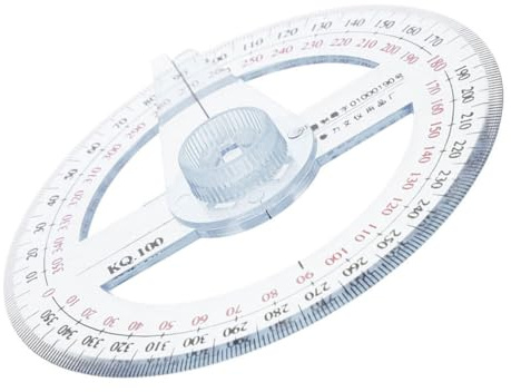 SAFIGLE Goniometro Circolare 360° Rotante in Plastica, Righello Portatile per Misurazione Angoli e Disegno Tecnico, Strumento per Geometria e Lavorazione Legno, Adatto a Ufficio e Scuola