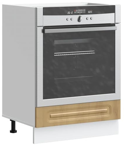 SooIarix Kalmar Artisan Meuble de cuisine encastrable en chêne artisanal, 60 x 46 x 81,5 cm, avec pieds réglables, cuisine encastrable peu encombrante pour four et micro-ondes