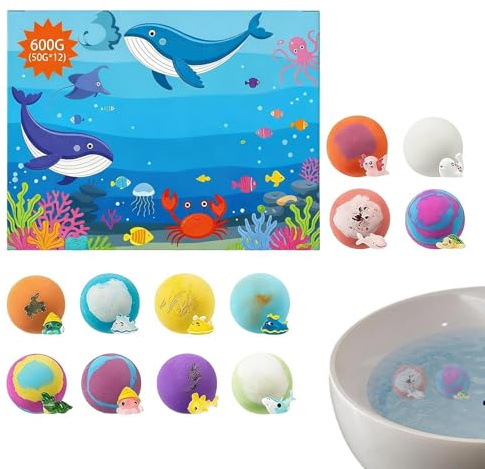 Foaming Bath Balls - Gentle Refreshing Rainbow Colorful | Stocking Stuffers Bath Balls - for Family Friends Children Boys Girls Daughter Son