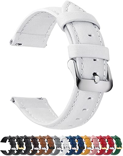 Fullmosa 12 färger Klockarmband 20mm Läderarmband för Smartwatch | Vintage-reservarmband med snabbspänne och spänne i rostfritt stål, ersättningsarmband för män och kvinnor