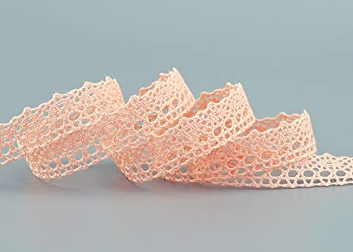 Deko Angels Spitze Emilia APRICOT 5 m x 15 mm Baumwollspitze Spitzenband Spitzenborte Dekoband Schleifenband Häkelspitze Baumwolle Häkelband Vintage Geschenkband Hochzeit