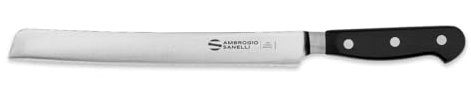 Ambrogio Sanelli, Maitre Coltello Pane, Coltello da Cucina con Lama in Acciaio Inox all'Azoto 23 cm e Manico Ergonomico, Coltelli da Cucina Professionali, Made in Italy