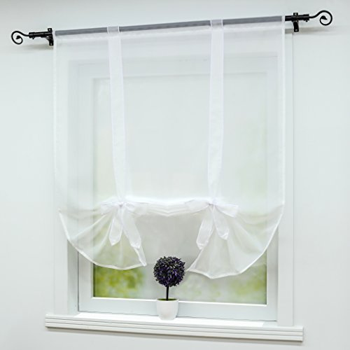 Joyswahl Raffrollo Voile Raffgardinen mit Tunnelzug Nina Bindegardine BxH 80x140cm Weiß 1er Pack