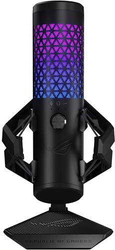 ASUS ROG Carnyx - Microphone Professionnel Gaming à condensateur cardioïde, Capsule à condensateur de 25 mm de qualité Studio, fréquence d'échantillonnage de 192 kHz / 24 Bits, Filtre Passe-Haut