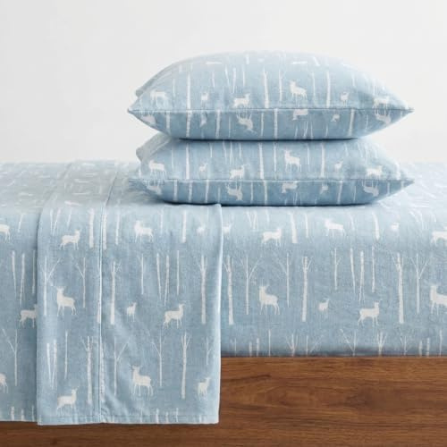 Eddie Bauer - Twin Sheets, Cotton Flannel Bedding Set, Brushed For Extra Softness, Cozy Home Decor (Birch Forest, Twin)
