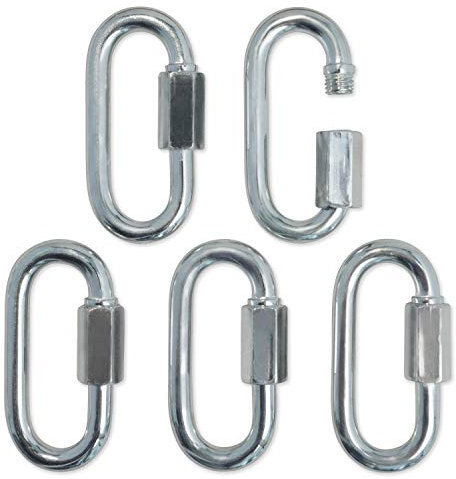 Meister Mousquetons à Verrouillage Rapide - Acier Galvanisé avec Connecteur Hexagonal Fileté - M8 (7,4 cm) x 5 pcs